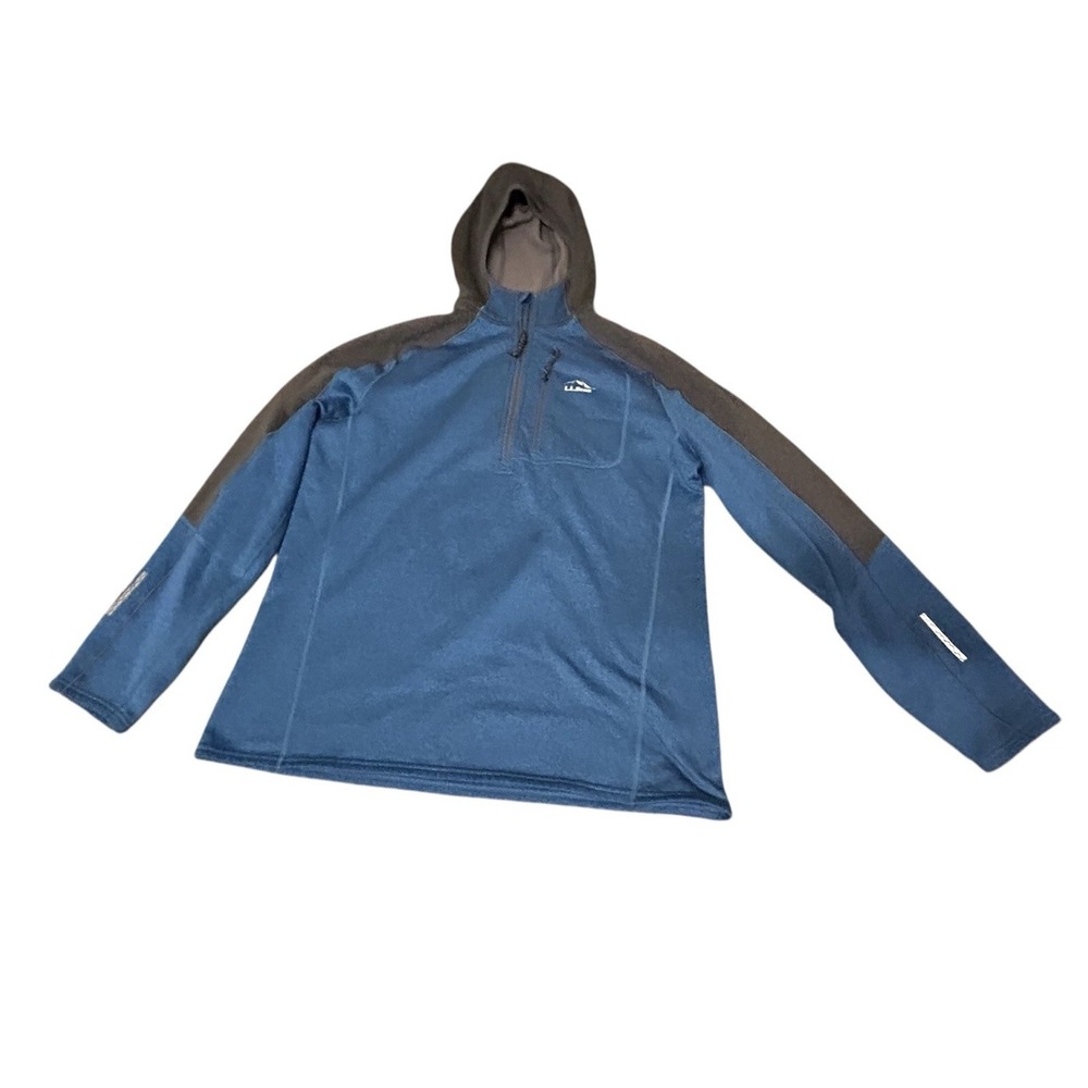 LL Bean 1/4 Zip Hooded Sweatshirt Hoodie Men's Size Large Reg With Pocket Blue